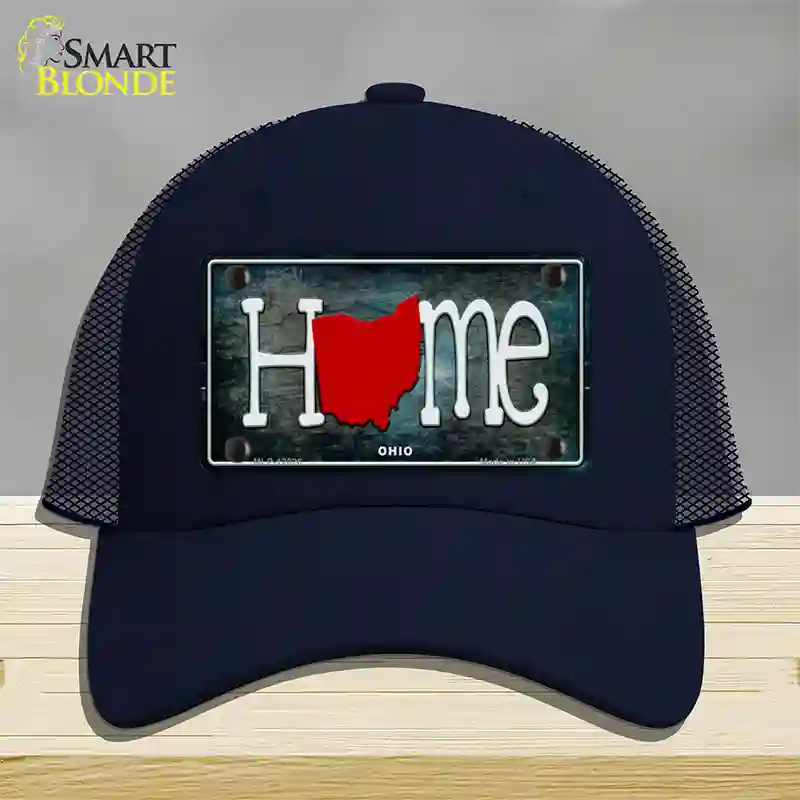 Ohio Home State Outline Novelty License Plate Hat Mesh / Navy