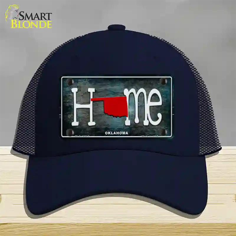 Oklahoma Home State Outline Novelty License Plate Hat Mesh / Navy