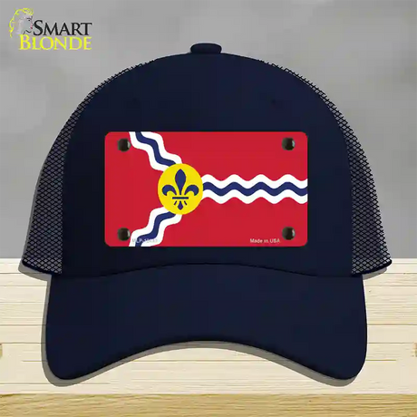 St. Louis State Flag Missouri Novelty License Plate Hat Mesh / Navy