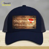 His Heart Her Armor Novelty License Plate Hat Mesh / Navy