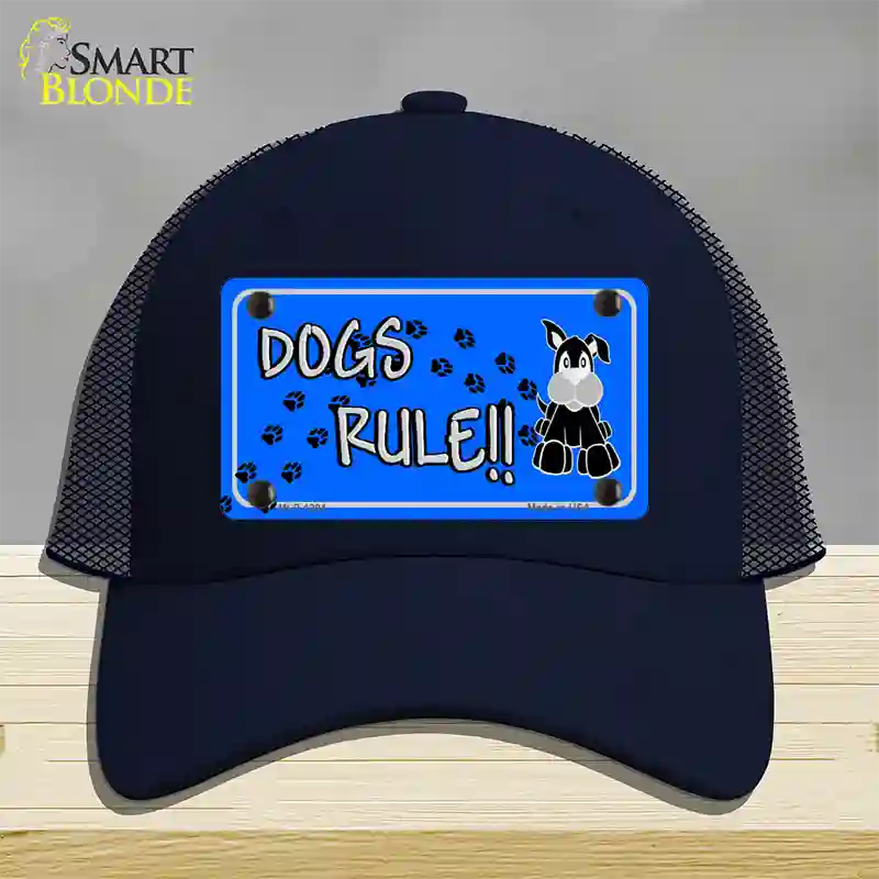 Dogs Rule Novelty License Plate Hat Tag Mesh / Navy