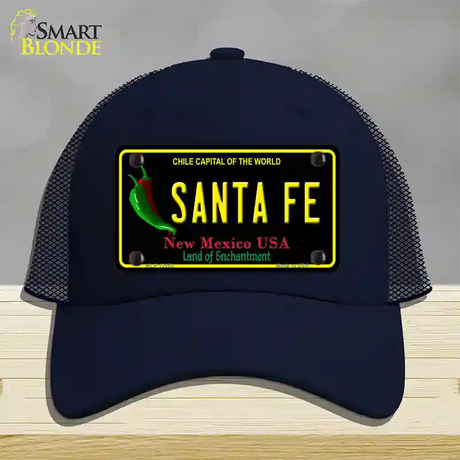 Santa Fe Black New Mexico Novelty License Plate Hat Mesh / Navy