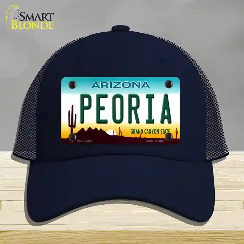 Peoria Arizona Novelty License Plate Hat Mesh / Navy