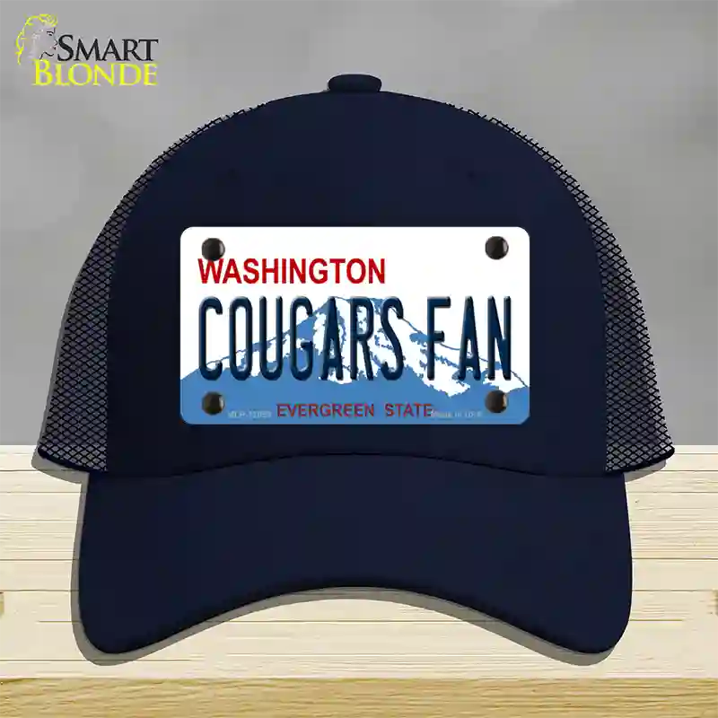 Washington Cougars Fan Novelty License Plate Hat Mesh / Navy