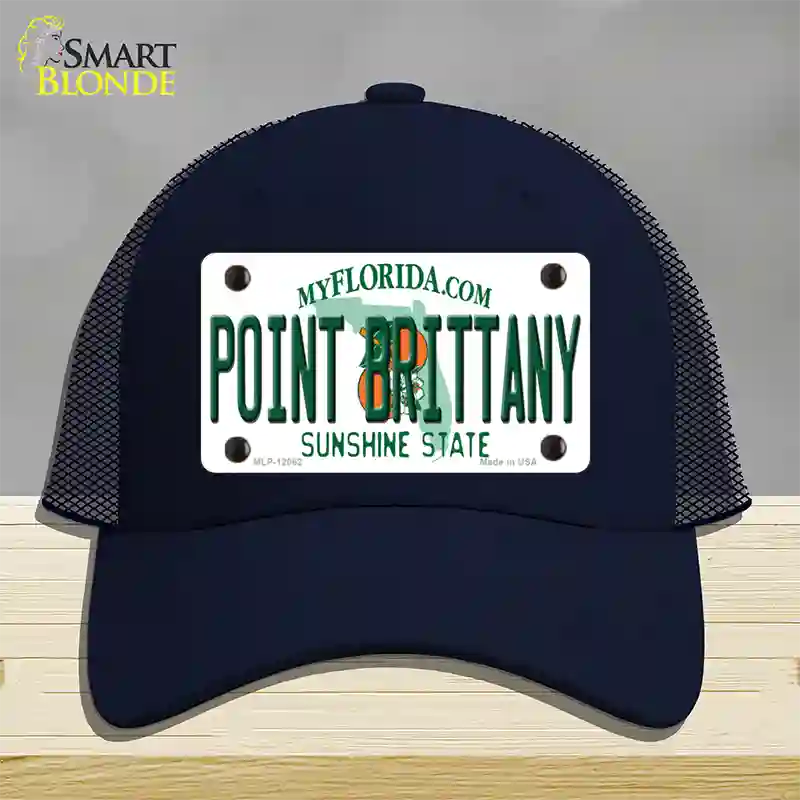 Florida Point Brittany Novelty License Plate Hat Mesh / Navy