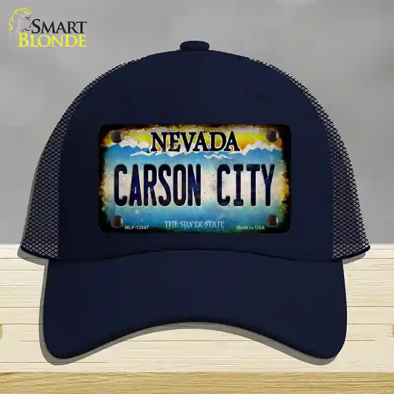 Nevada Carson City Novelty License Plate Hat Mesh / Navy