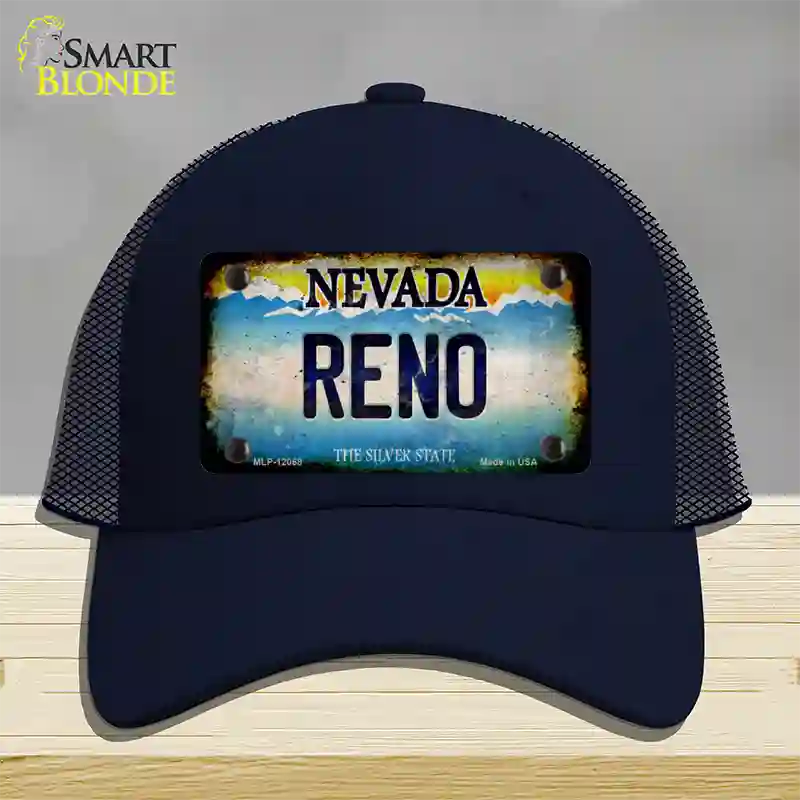 Nevada Reno Novelty License Plate Hat Mesh / Navy