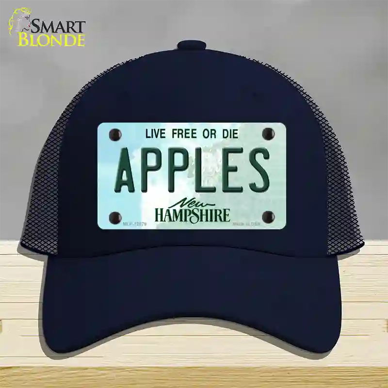 Apples New Hampshire State Novelty License Plate Hat Mesh / Navy