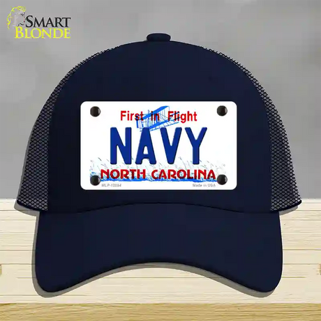 Navy North Carolina State Novelty License Plate Hat Mesh / Navy