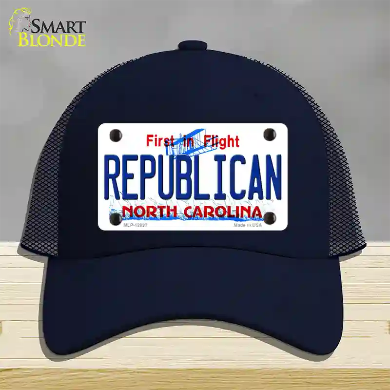 Republican North Carolina State Novelty License Plate Hat Mesh / Navy