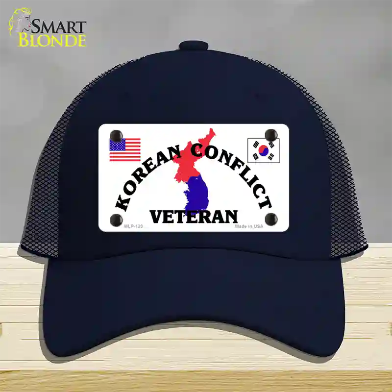 Korean Conflict Veteran Novelty License Plate Hat Mesh / Navy