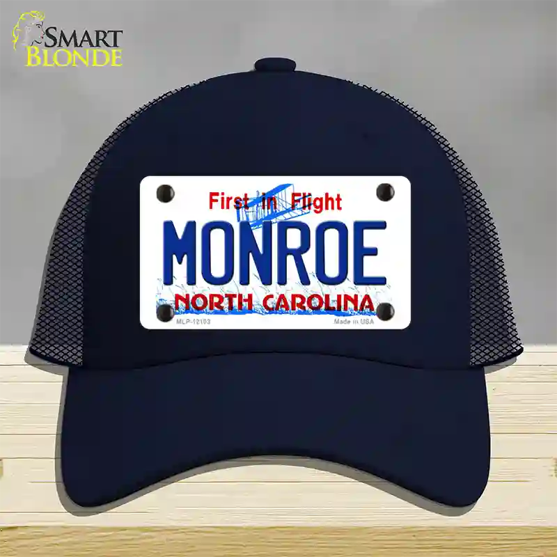 Monroe North Carolina State Novelty License Plate Hat Mesh / Navy