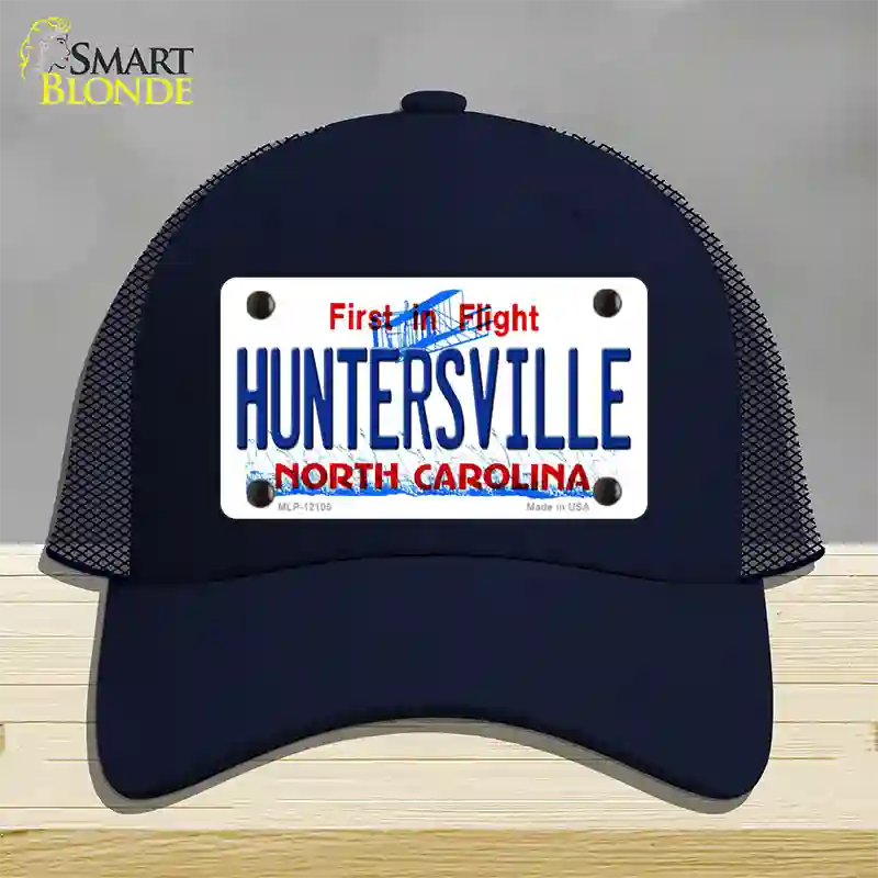 Huntersville North Carolina State Novelty License Plate Hat Mesh / Navy