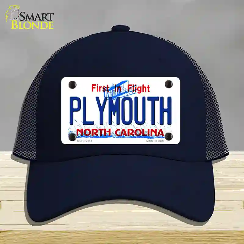 Plymouth North Carolina State Novelty License Plate Hat Mesh / Navy