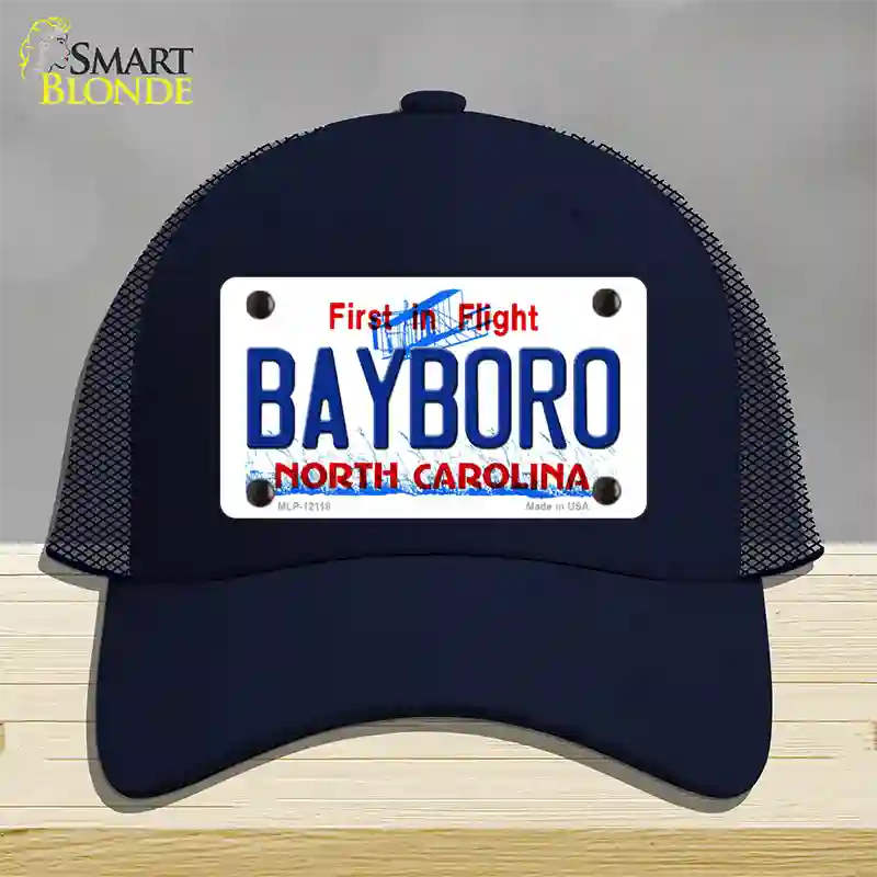 Bayboro North Carolina State Novelty License Plate Hat Mesh / Navy