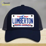 Lumberton North Carolina State Novelty License Plate Hat Mesh / Navy