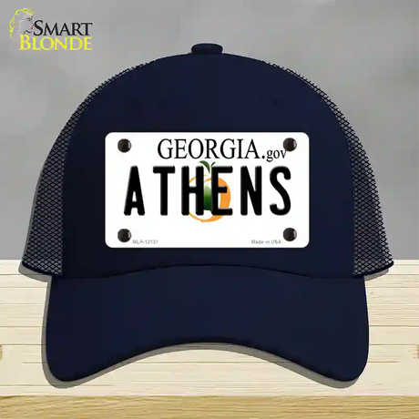 Athens Georgia State Novelty License Plate Hat Mesh / Navy