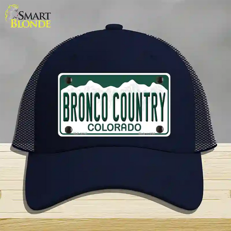 Bronco Country Colorado Novelty License Plate Hat Mesh / Navy