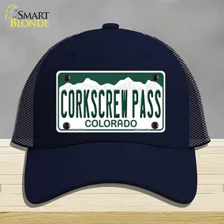 Corkscrew Pass Colorado Novelty License Plate Hat Mesh / Navy