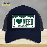 I Love Weed Colorado Novelty License Plate Hat Mesh / Navy