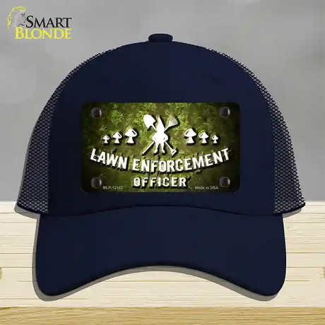 Lawn Enforcement Gnome Novelty License Plate Hat Mesh / Navy