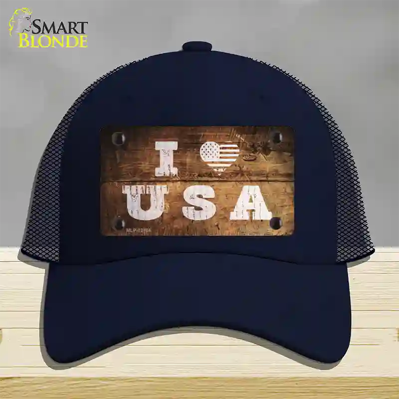 I Love USA Novelty License Plate Hat Mesh / Navy