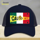 Caution Mexico Flag Novelty License Plate Hat Mesh / Navy