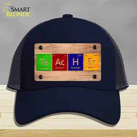 Teacher Periodic Table Wood Novelty License Plate Hat Mesh / Navy