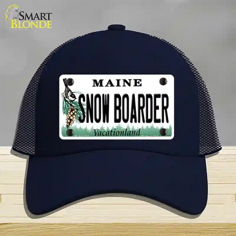 Snow Boarder Maine Novelty License Plate Hat Mesh / Navy