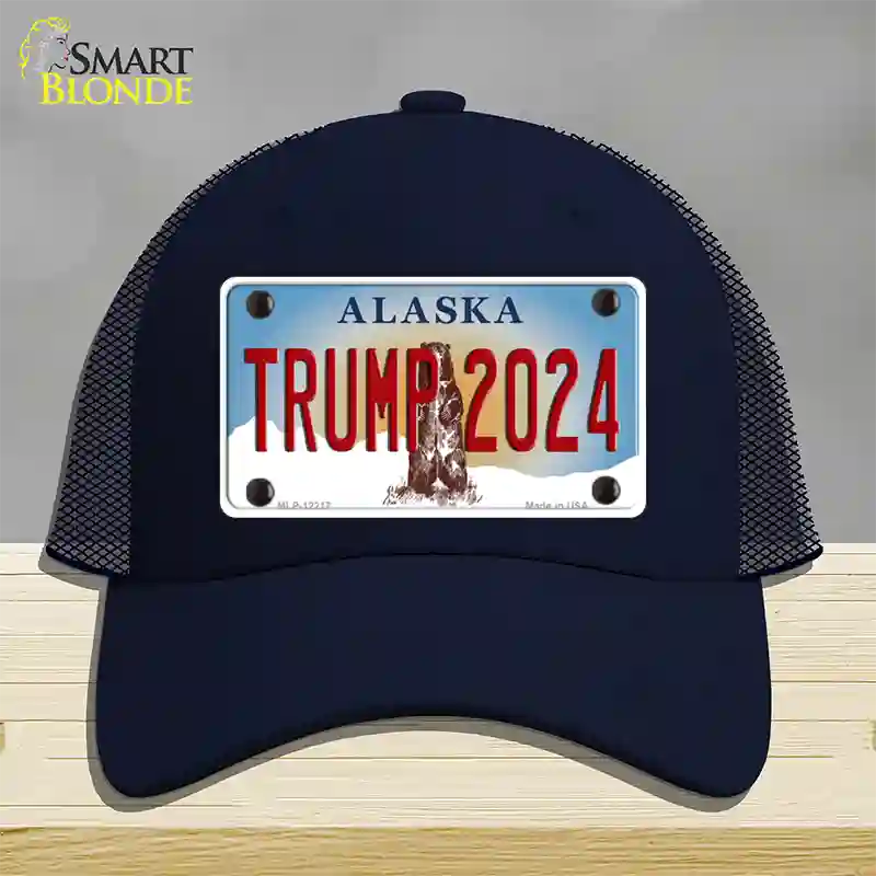 Trump 2024 Alaska Novelty License Plate Hat Mesh / Navy