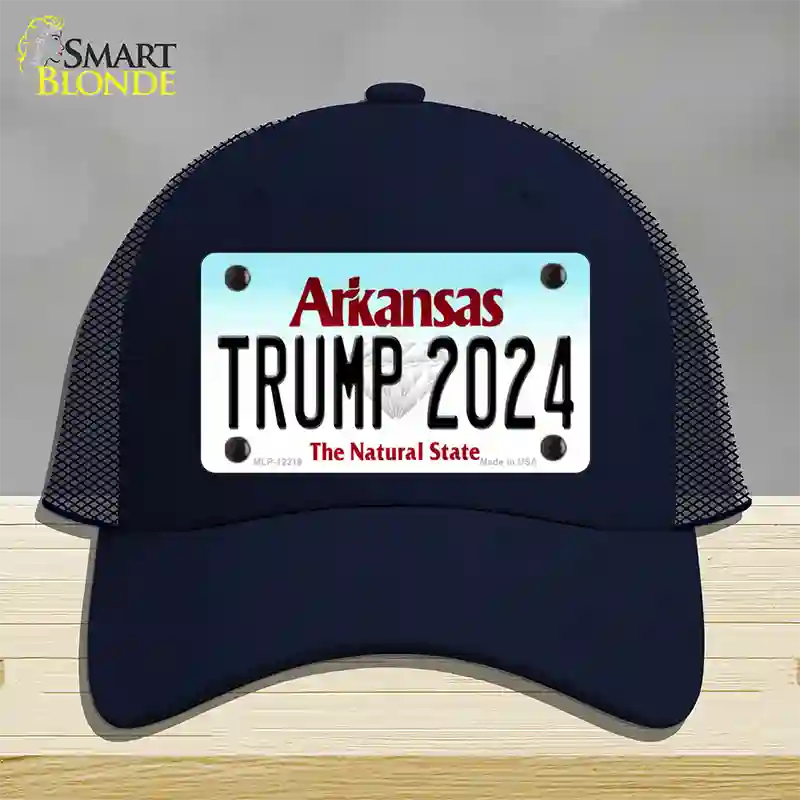 Trump 2024 Arkansas Novelty License Plate Hat Mesh / Navy