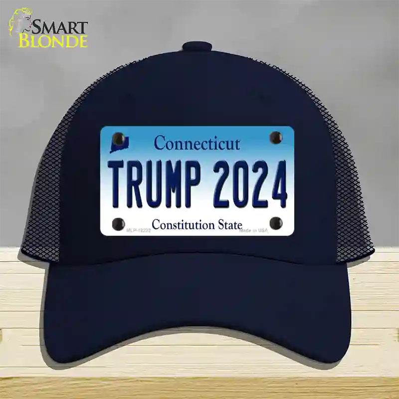 Trump 2024 Connecticut Novelty License Plate Hat Mesh / Navy