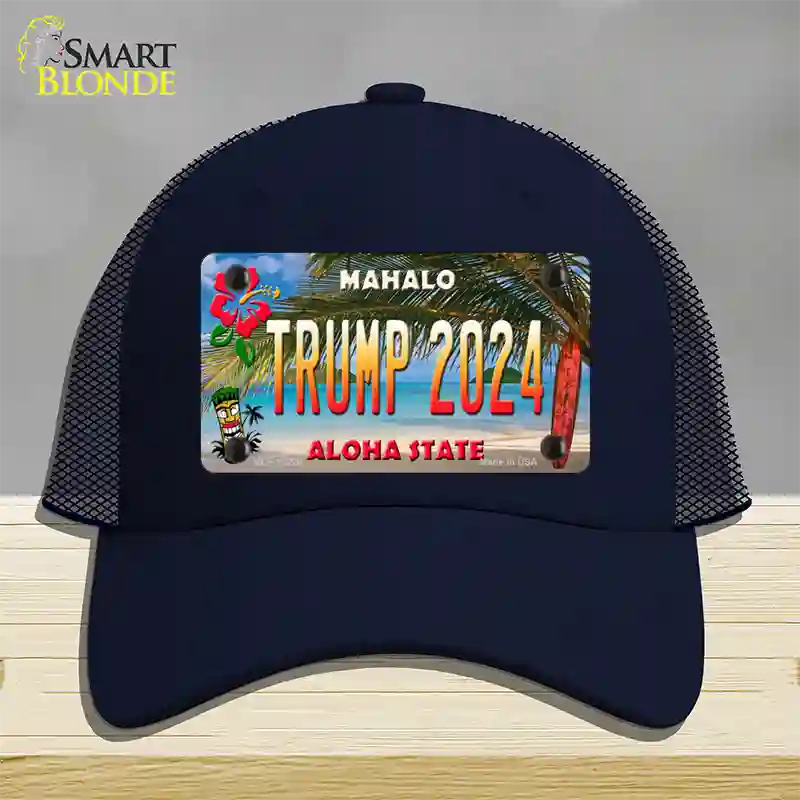 Trump 2024 Hawaii Novelty License Plate Hat Mesh / Navy