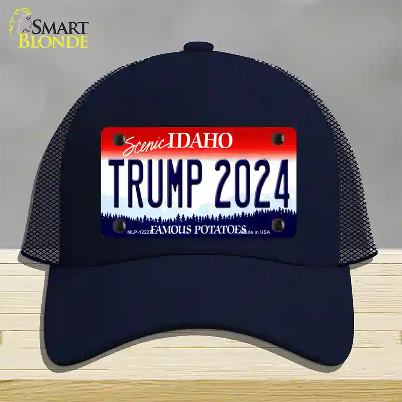 Trump 2024 Idaho Novelty License Plate Hat Mesh / Navy