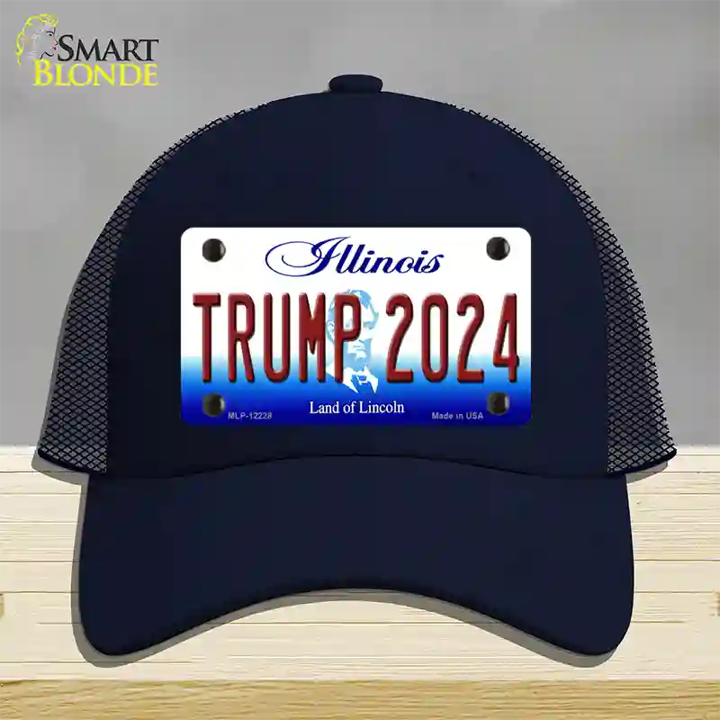 Trump 2024 Illinois Novelty License Plate Hat Mesh / Navy