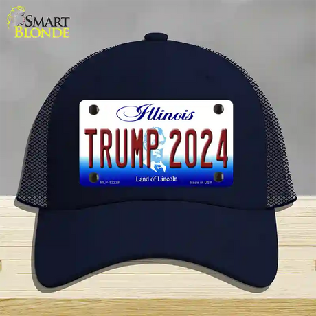 Trump 2024 Illinois Novelty License Plate Hat Mesh / Navy