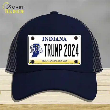 Trump 2024 Indiana Novelty License Plate Hat Mesh / Navy