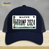 Trump 2024 Maine Novelty License Plate Hat Mesh / Navy