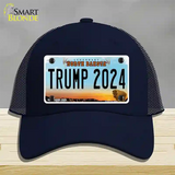 Trump 2024 North Dakota Novelty License Plate Hat Mesh / Navy