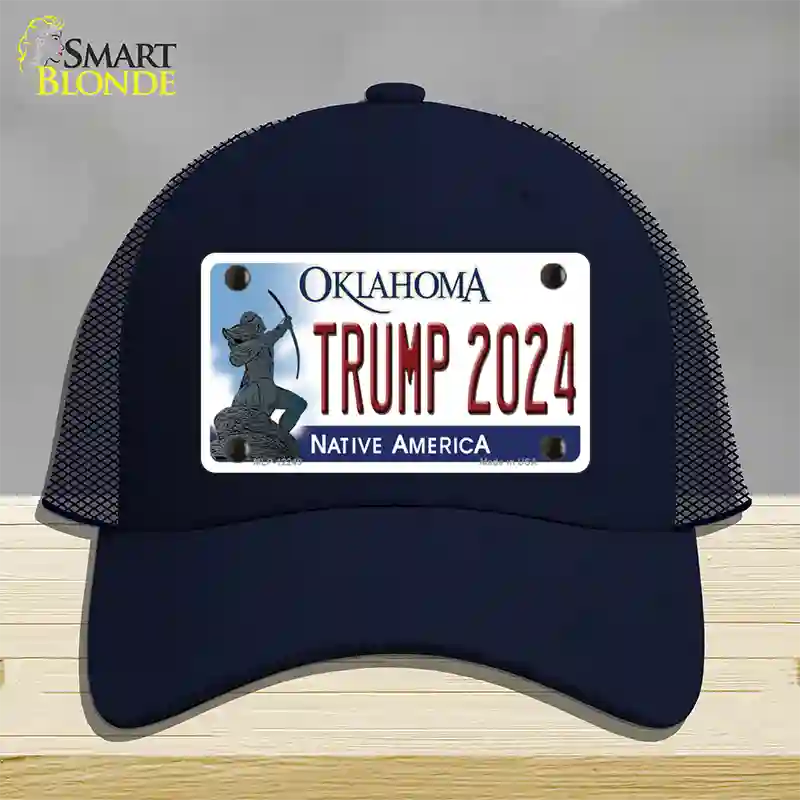 Trump 2024 Oklahoma Novelty License Plate Hat Mesh / Navy