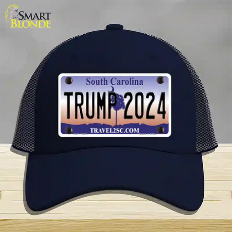 Trump 2024 South Carolina Novelty License Plate Hat Mesh / Navy