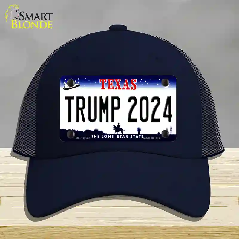 Trump 2024 Texas Novelty License Plate Hat Mesh / Navy