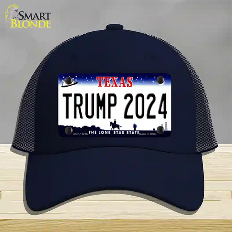 Trump 2024 Texas Novelty License Plate Hat Mesh / Navy