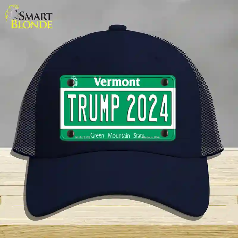 Trump 2024 Vermont Novelty License Plate Hat Mesh / Navy