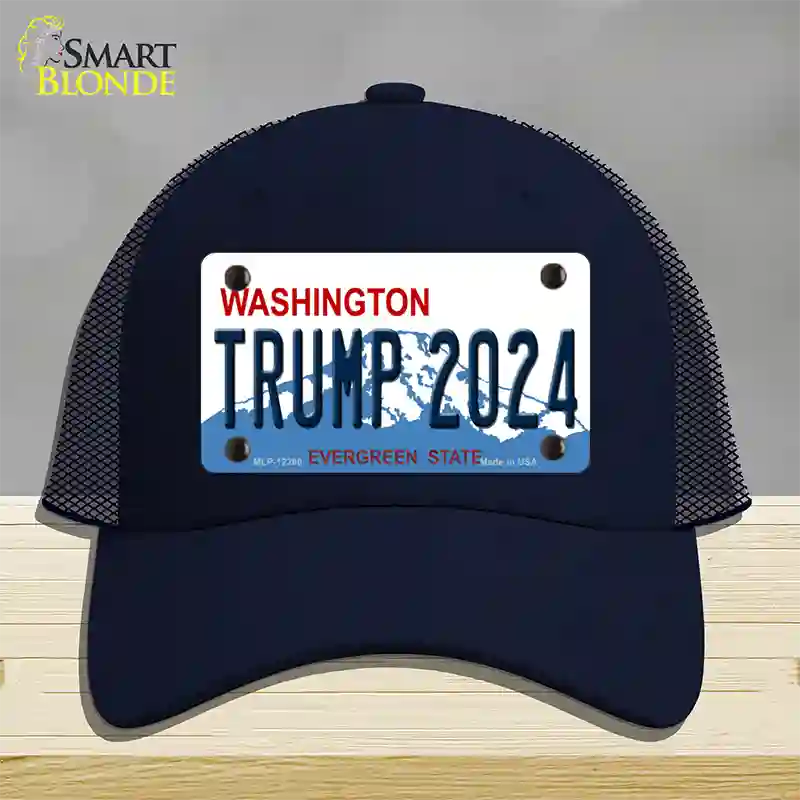 Trump 2024 Washington Novelty License Plate Hat Mesh / Navy