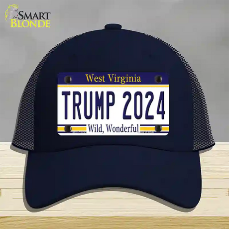 Trump 2024 West Virginia Novelty License Plate Hat Mesh / Navy