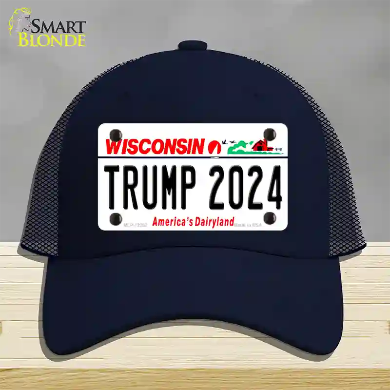 Trump 2024 Wisconsin Novelty License Plate Hat Mesh / Navy