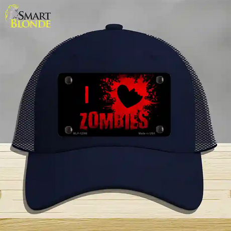 I Love Zombies Novelty License Plate Hat Mesh / Navy