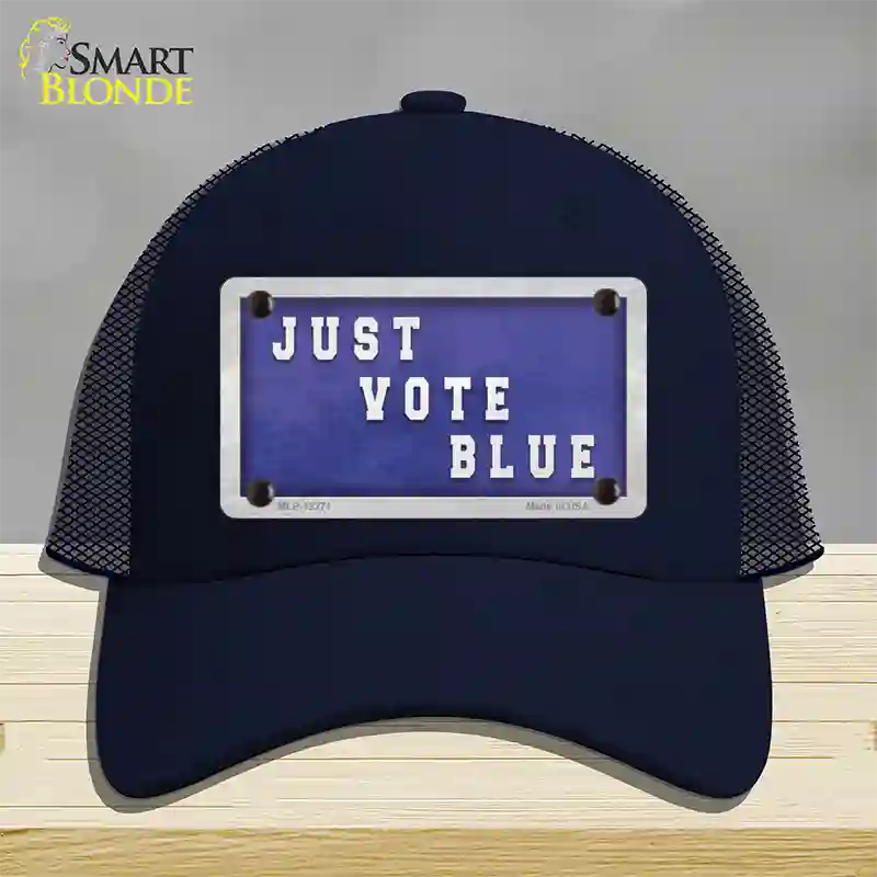 Just Vote Blue Novelty License Plate Hat Mesh / Navy