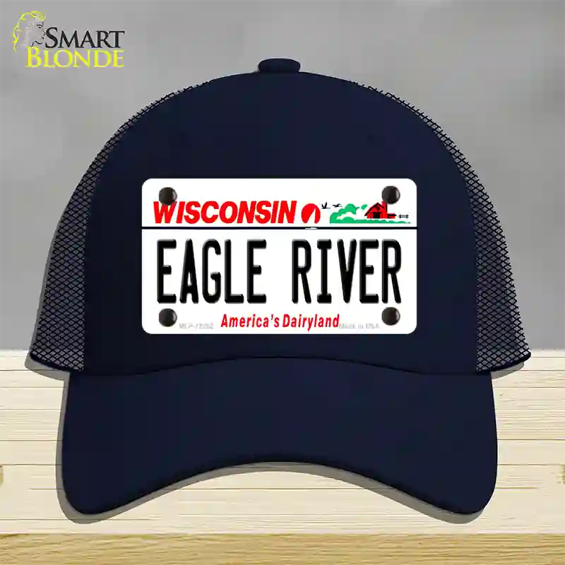 Wisconsin Eagle River Novelty License Plate Hat Mesh / Navy